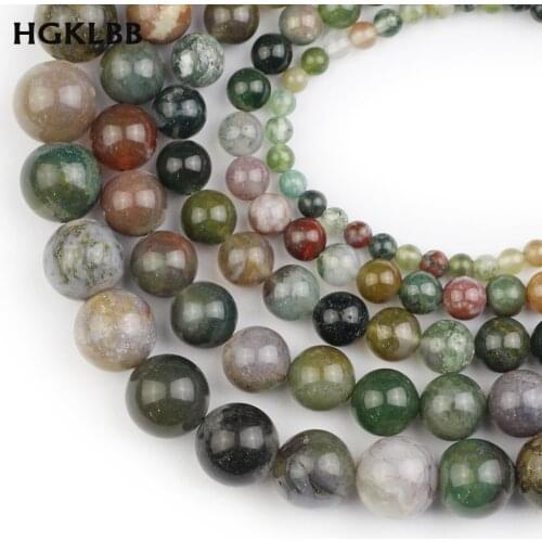 HGKLBB Green Natural Stone India carnelian spacer Round Loose beads For Jewelry making 4/6/8/10/12MM bracelet diy accessories