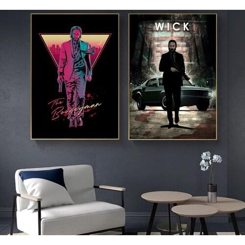 Classic Gangster Movie Posters Swift Chase John Wick Revenge Canvas Painting Print Pictures Wall Art for Living Room Decor Mural