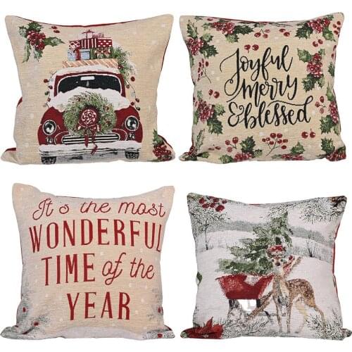 Red Truck Christmas Cushion Cover 45*45 Pillowcase Sofa Cushions Car Home Decor Throw Pillowcase Christmas Decoration For Home