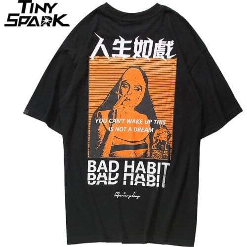 2021 Men Hip Hop T Shirt Smoking Sister Picture Retro T-Shirt Streetwear Harajuku Tshirt Oversized Summer Black Tops Tees Cotton