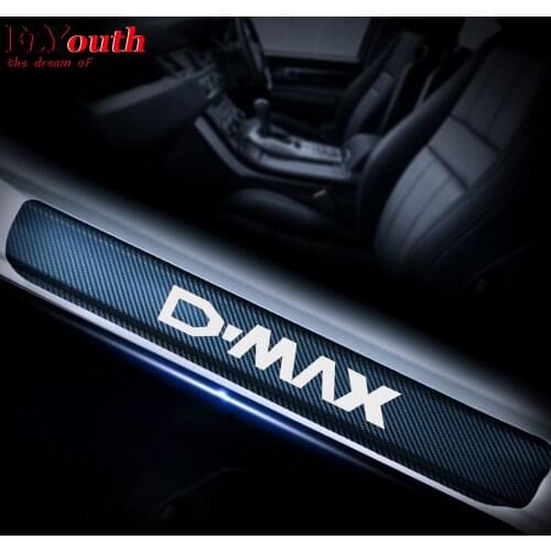 For Isuzu D-MAX Car Door Threshold Plate Entry Guard Door Sills Stickers 4D Carbon Fiber Vinyl Sticker 4Pcs Auto Accessories