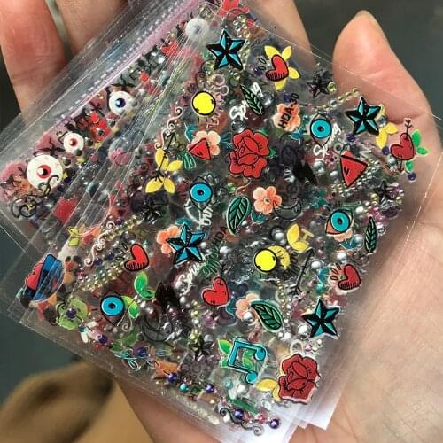 30Pcs/Lot 3D Nail Art Gem/Jewelry Japan Nail Sticker Tips Not Repeat Adhesive-Self Flowers NO.(CHAD1-30 ) DIY Nail Gel Sticker