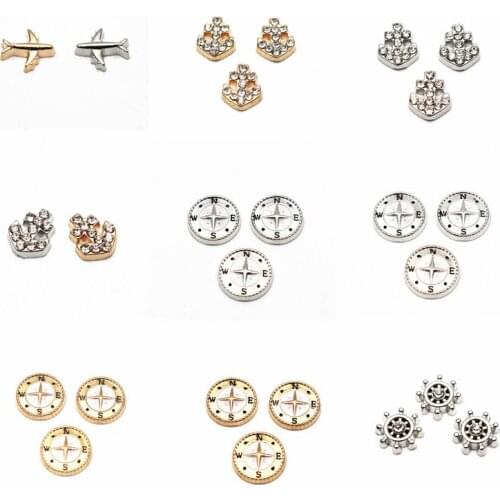 New Style 10pcs/lot Compass Roundness Fioating Charms Metal Crystal Living Giass Charms Neckiace