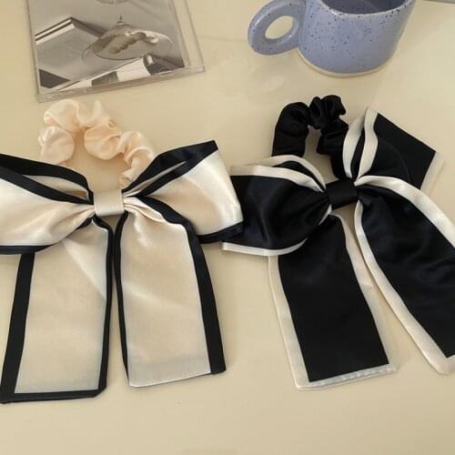 Solid Color Bow Satin Long Ribbon Ponytail Scarf Hair Tie Scrunchies Women Girls Elastic Hair Bands Hair Accessories