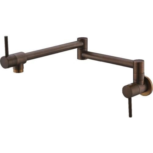 Solid Brass Pot Filler Wall Mounted Kitchen Faucet Dual Handles Double Joint Spout Bronze Kitchen Faucet New