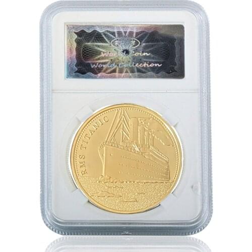 1912 Titanic Anniversary Memory Of Rms Victims Gold Commemorative Coin For The Titanic Fans W/ Acrylic Case