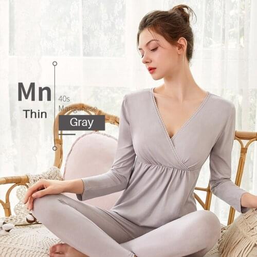 Pregnancy Maternity Pajamas Pregnant Feeding Nightgown Cotton Maternity Nursing Tops + Pant 2pcs/sets Sleepwear Nursing Clothing