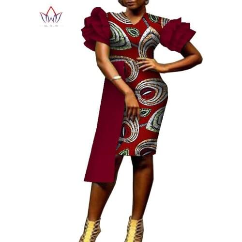 African Dress for Women Bodycon Dress Plus Size African Clothing Knee-Length Dress Dashiki Women Party Dresses Customized WY7755