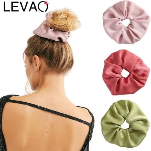 LEVAO Satin Hairband Oversized Hair Band Women Solid Color Scrunchies Elastic Headbands Girl Hair Tie Hair Rope Hair Accessories