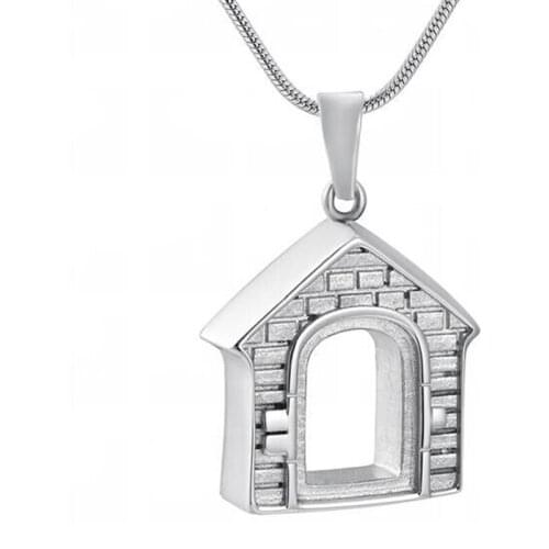 Family House Cremation Jewelry 316L Stainless Steel Health Body Memorial Urn Human Ashes Urn Pendant Necklace