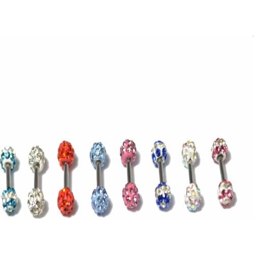 50pcs Stainless Steel Earrings Full Colorful Crystal Ear Studs Ear uper Bar Piercing Body Jewelry