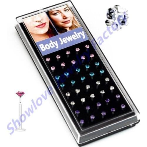 Showlove- New Arrival Acrylic PTFE Internally Thread Labret Lip Stud Rings Piercing Body Jewelry