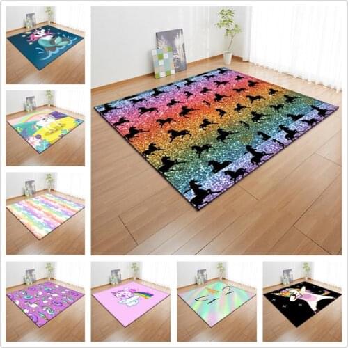 Nordic 3d Unicorn Series Carpets Cartoon Childrens Bedroom Play Mat Soft Flannel Kids Room Area Rugs aisle runner Hallway Carpet
