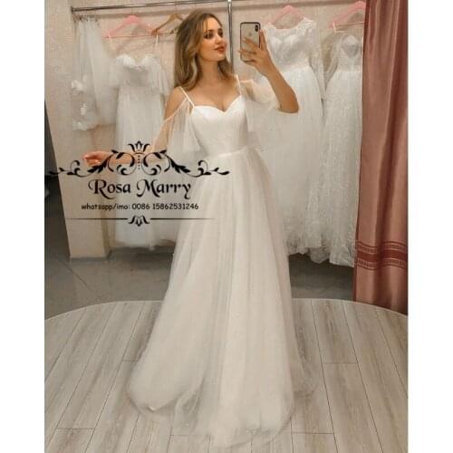 Modest Beaded A Line Wedding Dresses 2021 Pearls Off Shoulder Short Sleeve Plus Size Country Beach Vestido De Novia Bridal Gowns