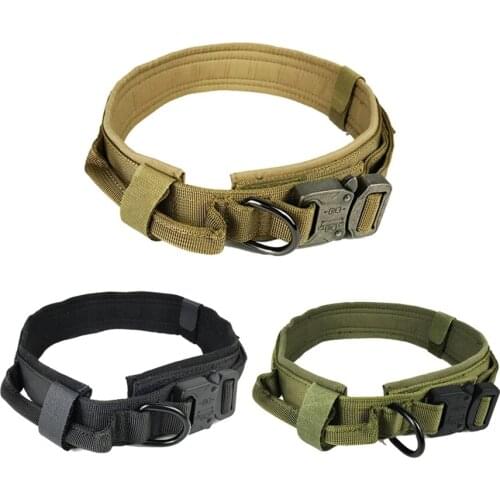 Tactical Dog Collar Nylon Adjustable Military Dog Collars Control Handle Training Dogs Collar Pet Products For Medium Large Dogs