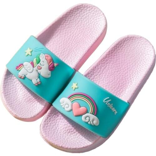 Unicorn Slippers For Boy Girl Cartoon Rainbow Shoes 2020 Summer Toddler Flip Flops Baby Indoor Slippers Beach Swimming Slipper