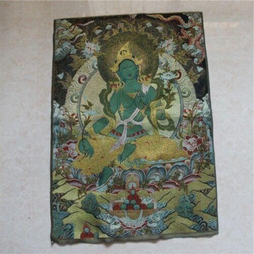 Tibetan Silk Nepal Thangka Embroidery Green tara Buddha