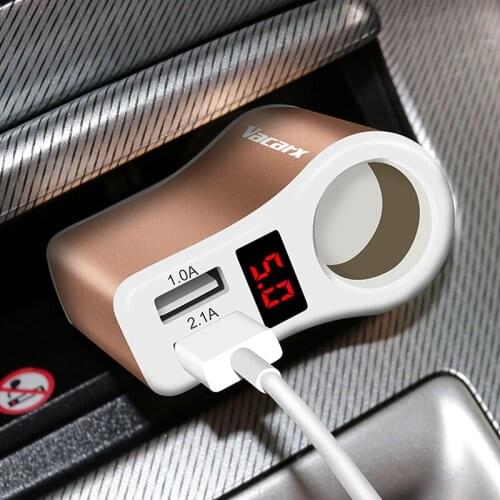 Vacarx car socket single hole double USB Charger charger with intelligent voltage monitoring