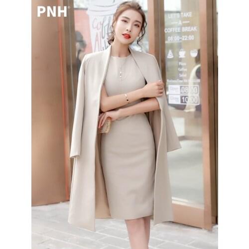 Beige Windbreaker Womens Mid Long Stand Collar Suit Coat New Autumn Fit Thin Coat 2021