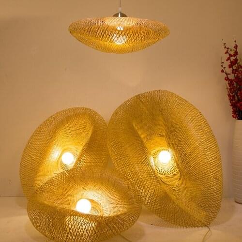 Vintage Bamboo Pendant Lights Indoor Lighting Chinese Style Restaurant Rattan Lamp for Living Room Hanging Lamp Kitchen Fixtures