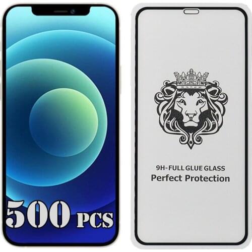 500pcs 9H Tempered Glass Full Glue Coverage Curved Screen Protector Film For iPhone 12 Mini 11 Pro Max XS XR X 8 7 6 6S Plus SE