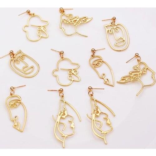 Punk Human Face Drop Earrings For Women Retro Abstract Hollow out Statement Hand Metal Fashion Dangle Earring Jewelry Gift