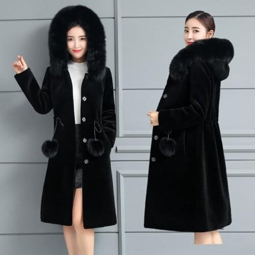 Long Coat Winter Female Jacket Women 2020 Sheep Shearing Wool Coats Fox Fur Collar Jackets Casaco Feminino KJ621