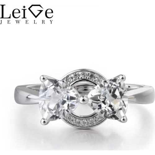 Leige Jewelry Lab Blue Sapphire Gemstone 925 Sterling Silver September Birthstone Trillion Cut Anniversary Rings