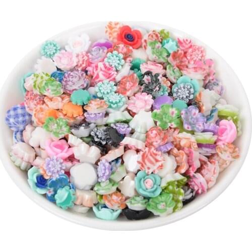 100Pcs Mixed Resin Flower Cabochon Flatback Decoration Multicolor Embellishments Scrapbooking DIY Craft Supplies Accessory 2021