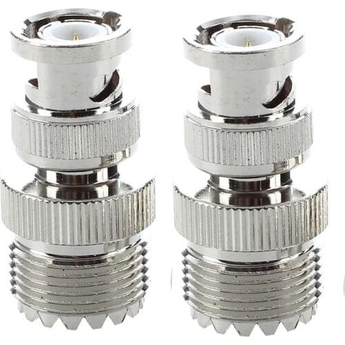 2 Pcs BNC Male Plug to UHF SO239 Female RF Coaxial RF Connector