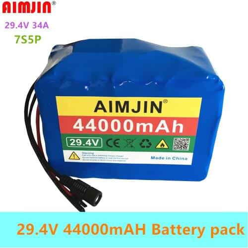 2021 7S5P 24v Li Ion Battery Pack 29.4v 44Ah Electric Bicycle Motor Ebike Scooter 18650 Lithium Rechargeable Batteries+Charger