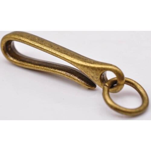 5PC 50MM Quality Antique Brass Car Keychain Keyring Fob Clip Belt U Hook Loop Jeans Wallet Chain Accessories Fish Hook SET
