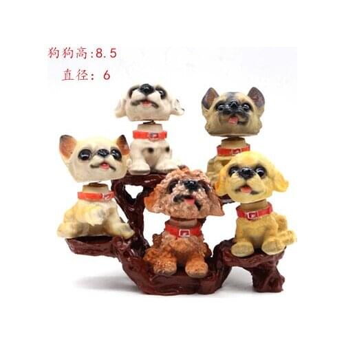 6 famous resin dog puppy + display frame Canine dog creative car Home decoration birthday craft Ornament dolls statues Home dies