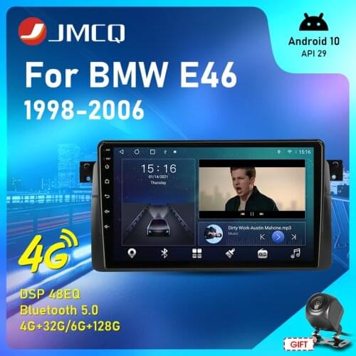 JMCQ 2 Din Android 10 4G+WIFI Car stereo Radio For BMW E46 Coupe (M3 Rover) 316i 318i 1998-2006 Multimedia Player GPS Head unit