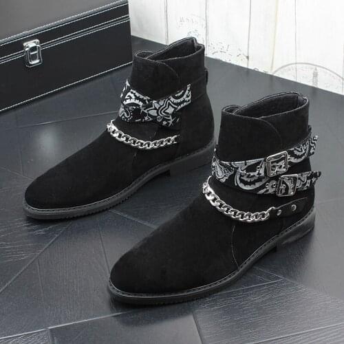 British style mens leisure chelsea boots black genuine leather shoes spring autumn cowboy boot trend ankle botas hombre zapatos