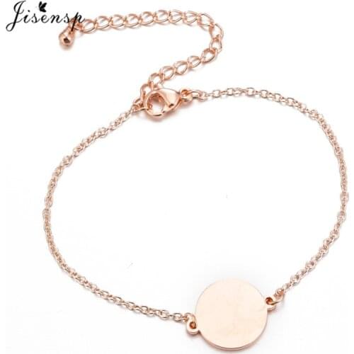 Jisensp Fashion Adjustable Solid Round Bracelet Women Fashion Jewelry Rose Gold Circle Charm Bracelets Bangles Bridesmaid Gift