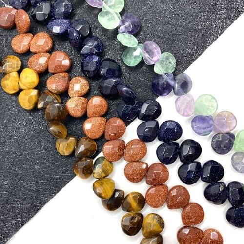 Natural Stone Horizontal Hole Drop-shaped Faceted Beads for DIY Jewelry Making Bracelet Necklace Jewelry Accessories Size10x12mm