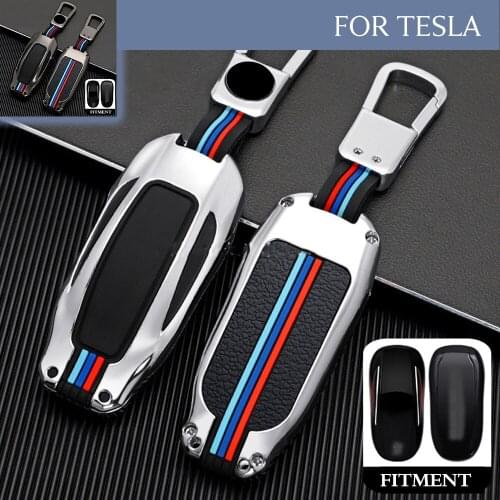 Zinc Alloy Remote Start Car Key Case Protector Holder Keychain Auto Accessories Fob Shell Skin For Tesla Model X 2016-2020