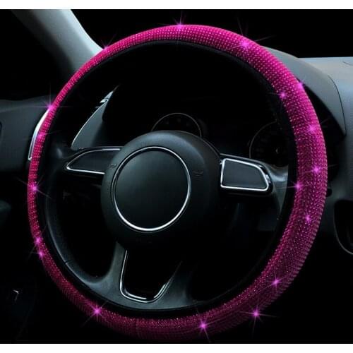 Crystal Auto Car Steering Wheel Covers for Women Ladies Girls with Bling Steering Wheel Anti-Slip Cover Car Interior Accessories