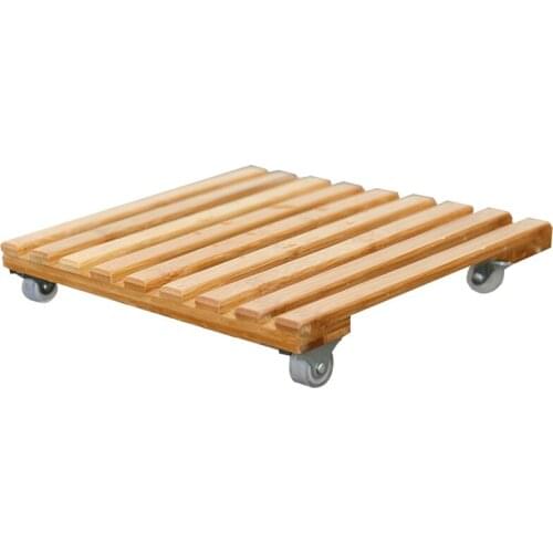 Plant Flower Pot Removable Tray Base Roller Moving Tray with Wheel Flower Pot Tray Holder Wooden Square Flower Stand Plant Stand