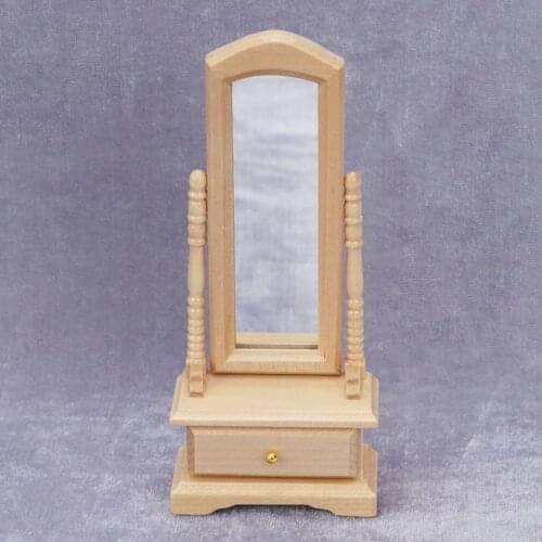 1:12 Dollhouse Mini Wooden Make Up Mirror Life Scenes Decorative Accessory