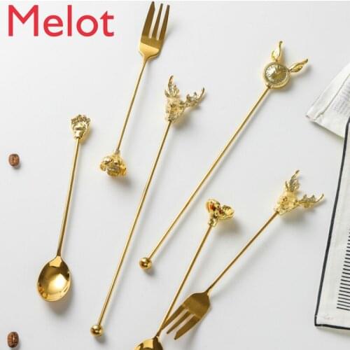 European Creative Exquisite Stainless Steel Coffee Stirring Rod Modern Household Cute Long Handle Metal Coffee Spoon