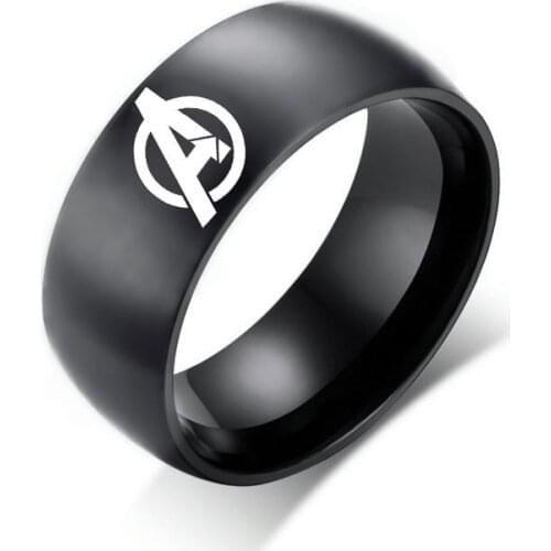 8mm Disney Creative Ring The Avengers Captain America Logo Titanium Ring for Men and Women Disney Rings Gift for Boys Girls