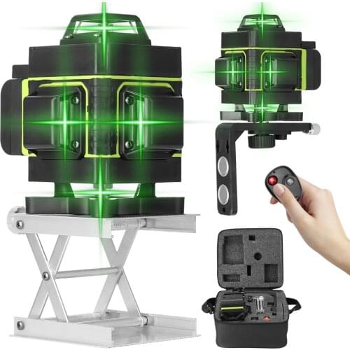 Laser Level 16 Lines 4D Level Self-Leveling 360 Horizontal Vertical Cross Super Green Laser Level Vertical Horizontal Oblique