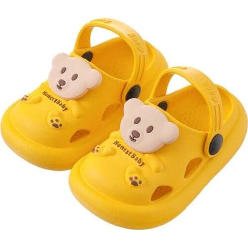 Summer Childrens Slippers Cute Cartoon Bear Boys And Girls' Soft Bottom Anti Slip Sandals Hole Shoes Childrens Cool Slippers