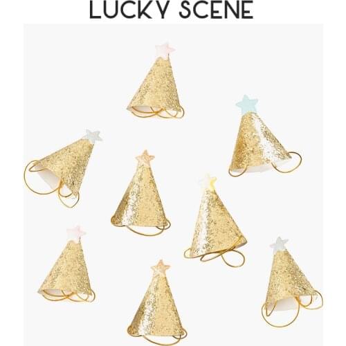 Twinkle Little Star Glitter Birthday Party Hats Fabric Kids Pets Adults Party Accessories Multicolor S00188