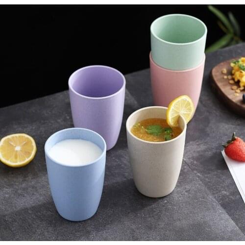 Fashion Creative Wheat Straw Cup Colorful Portable Reusable Easy to Cleaning Cups For Clean and Drinking Tool
