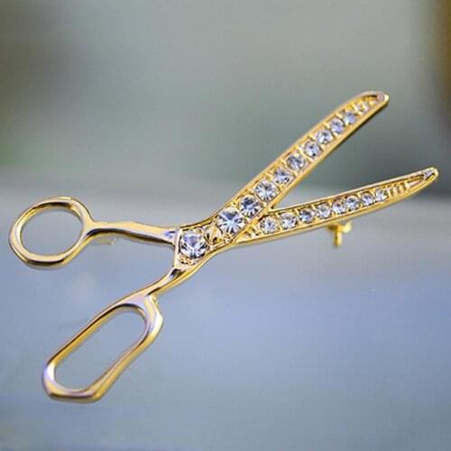 Fashion Cute Handmade Rhinestone Crystal Scissor Brooch Pins Clothing Brooch For Women Jewelry Christmas New Year Gifts