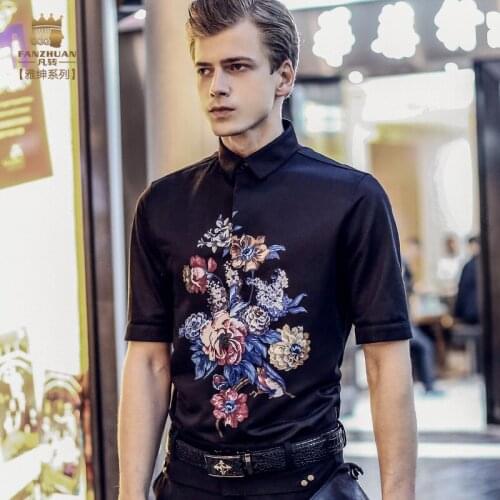 Fanzhuan Free shipping New Summer Mens male 2017 casual fashion short sleeved shirt blouse slim Korean printed 713002 city man