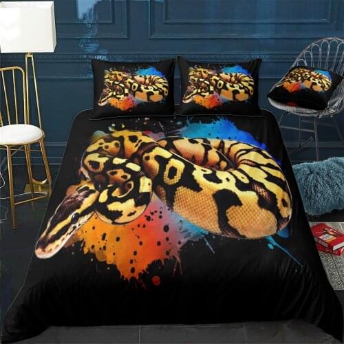 Ball Python Watercolor Quilt Cover Pillowcase 3Piece Comforter Bedding Set With Pillow Case Single Double Duvet Cover